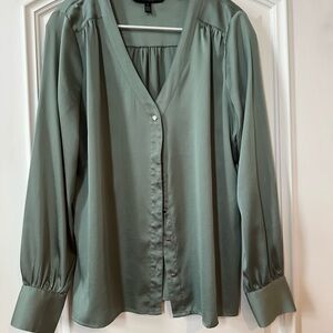 White House Black Market Sage Green Blouse